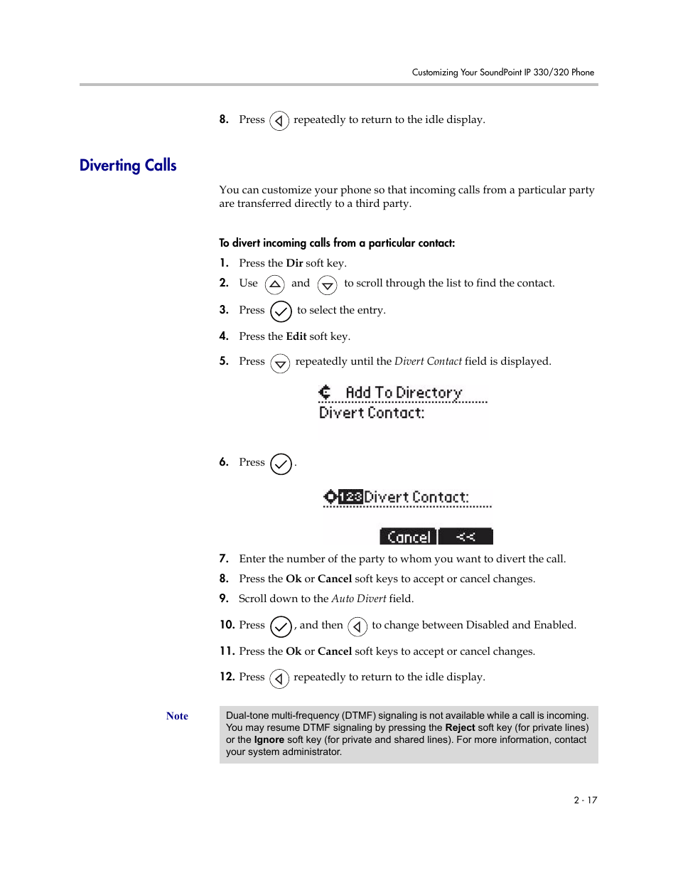 Diverting calls, Diverting calls –17 | Nortel Networks 330 User Manual | Page 39 / 86