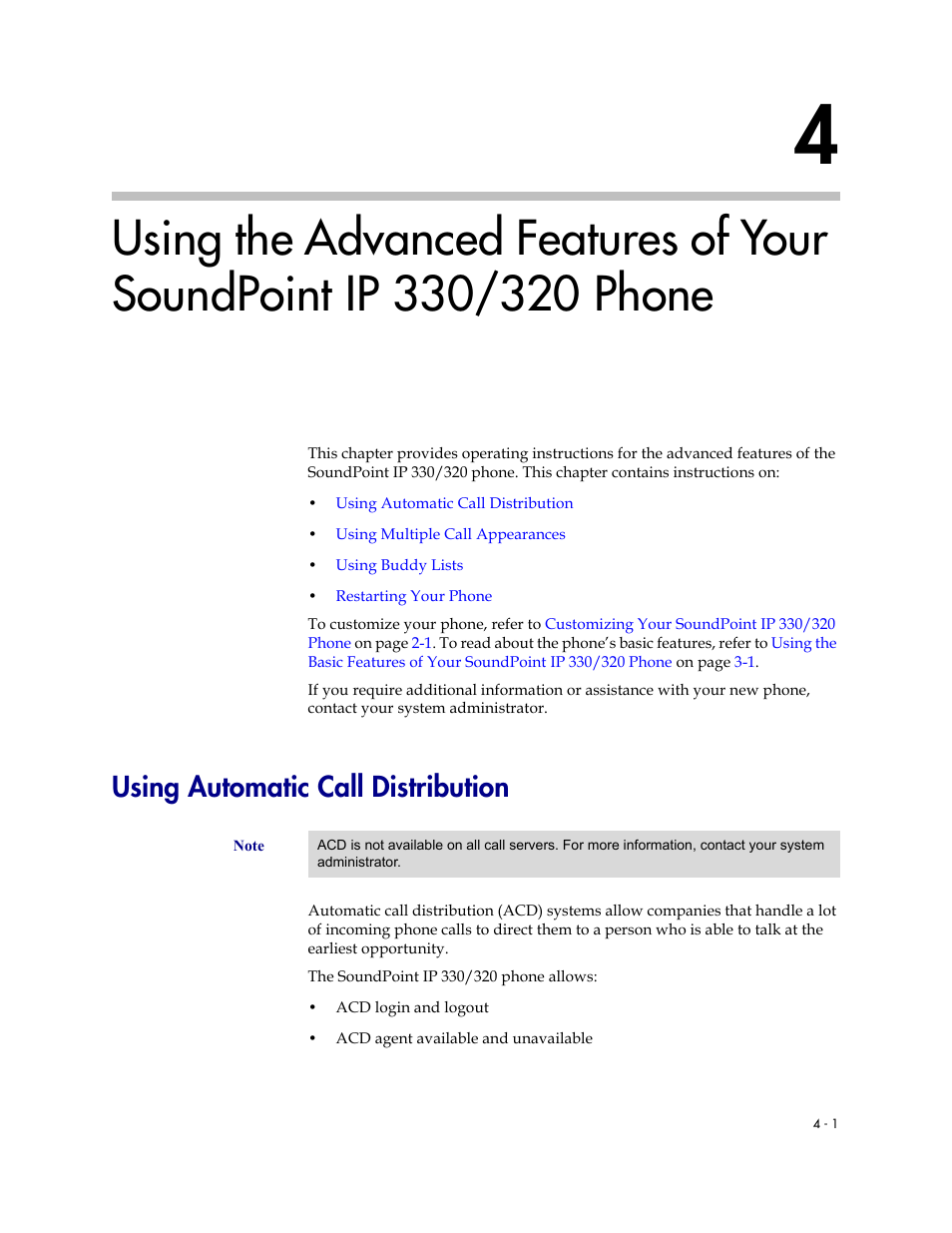 Using automatic call distribution, Phone –1, Using automatic call distribution –1 | Nortel Networks 330 User Manual | Page 61 / 86