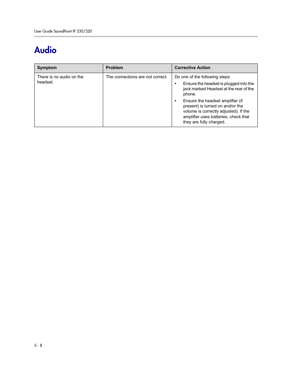 Audio, Audio –8 | Nortel Networks 330 User Manual | Page 78 / 86