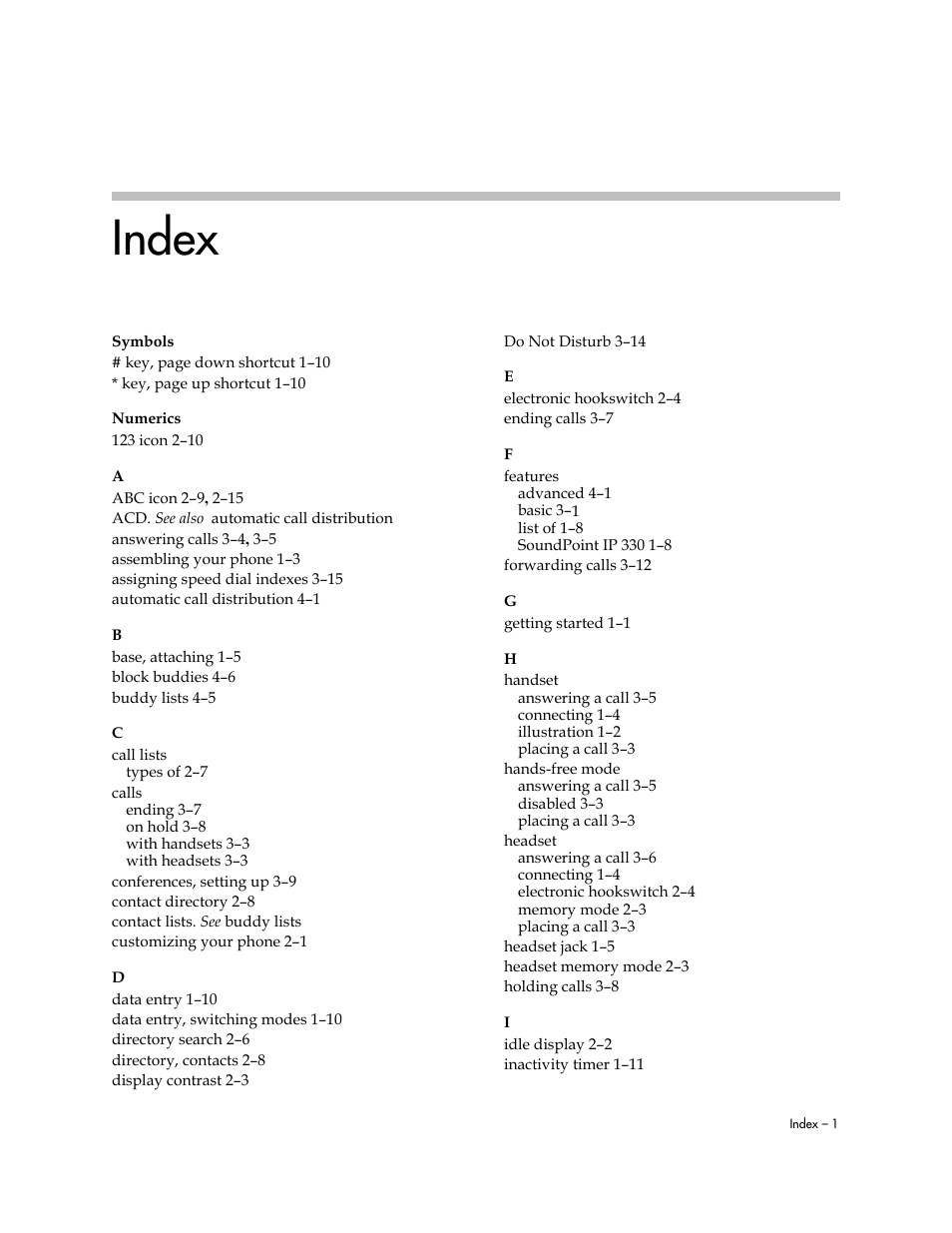 Index | Nortel Networks 330 User Manual | Page 83 / 86