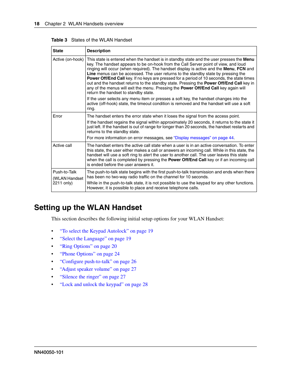 Setting up the wlan handset | Nortel Networks 2212 User Manual | Page 18 / 61