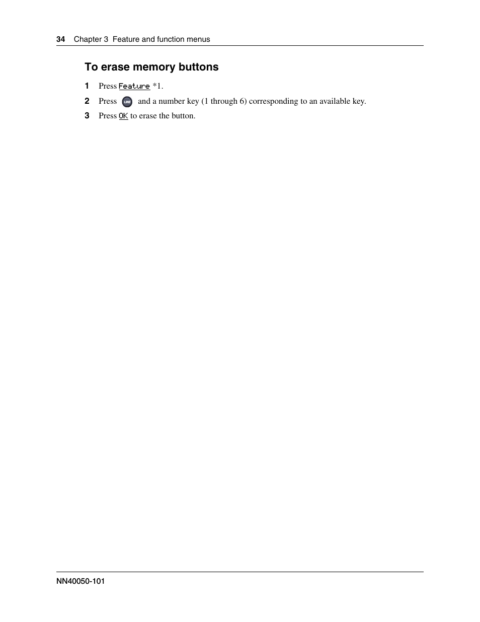 To erase memory buttons | Nortel Networks 2212 User Manual | Page 34 / 61