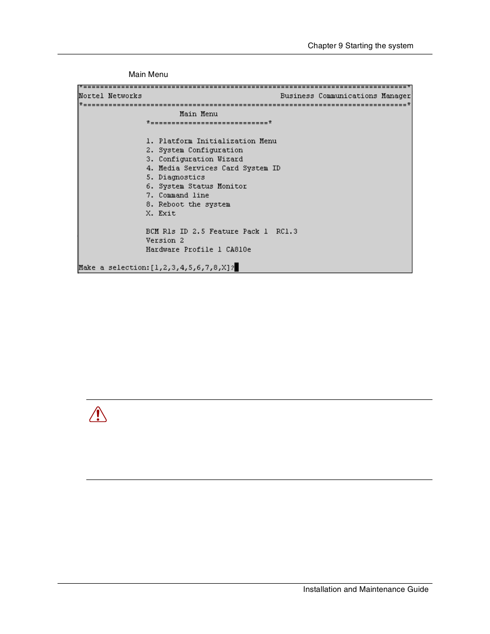 Figure 60, Main menu | Nortel Networks BCM1000 User Manual | Page 171 / 347