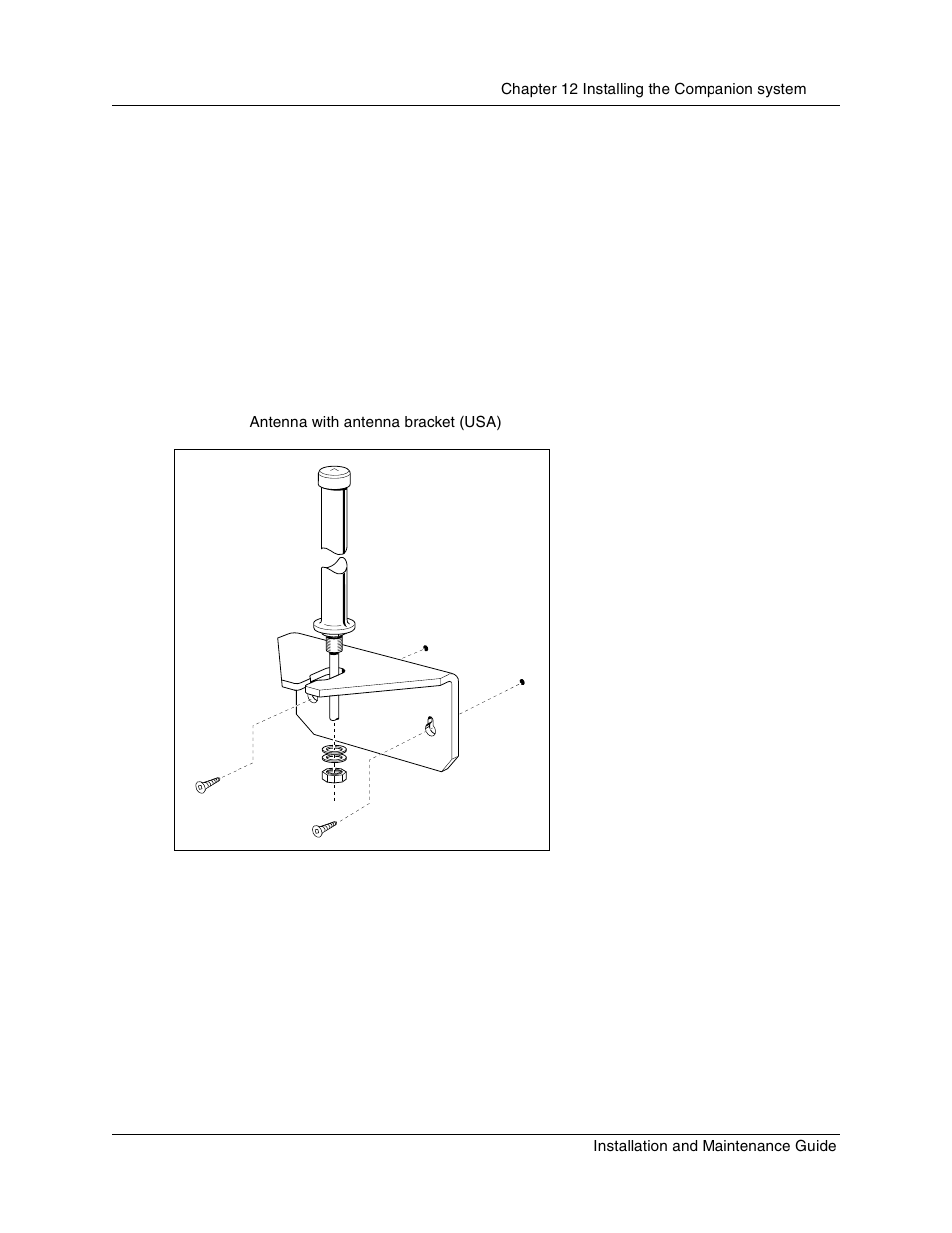 Installing a lightning surge protector (usa), Figure 79, Antenna with antenna bracket (usa) | Nortel Networks BCM1000 User Manual | Page 209 / 347