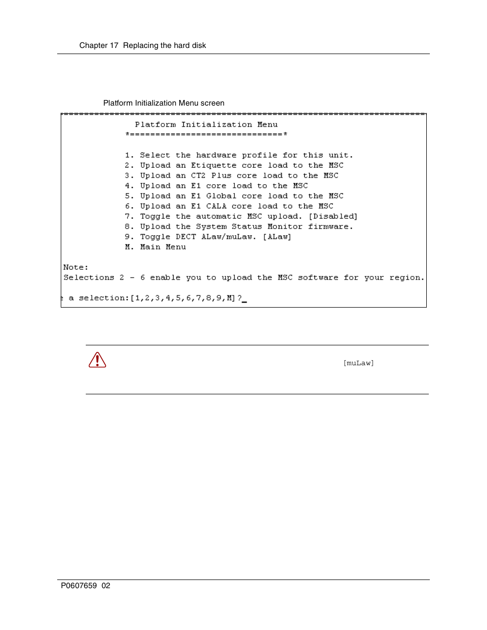 Figure 110 platform initialization menu screen | Nortel Networks BCM1000 User Manual | Page 250 / 347