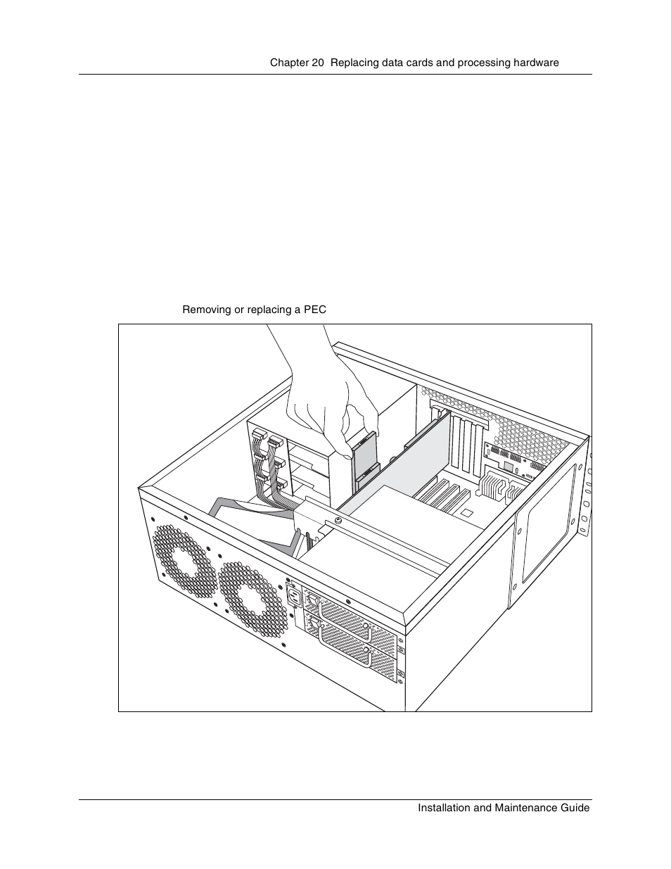 Removing pecs, Figure 145 removing or replacing a pec, Do a software | Shutdown | Nortel Networks BCM1000 User Manual | Page 285 / 347