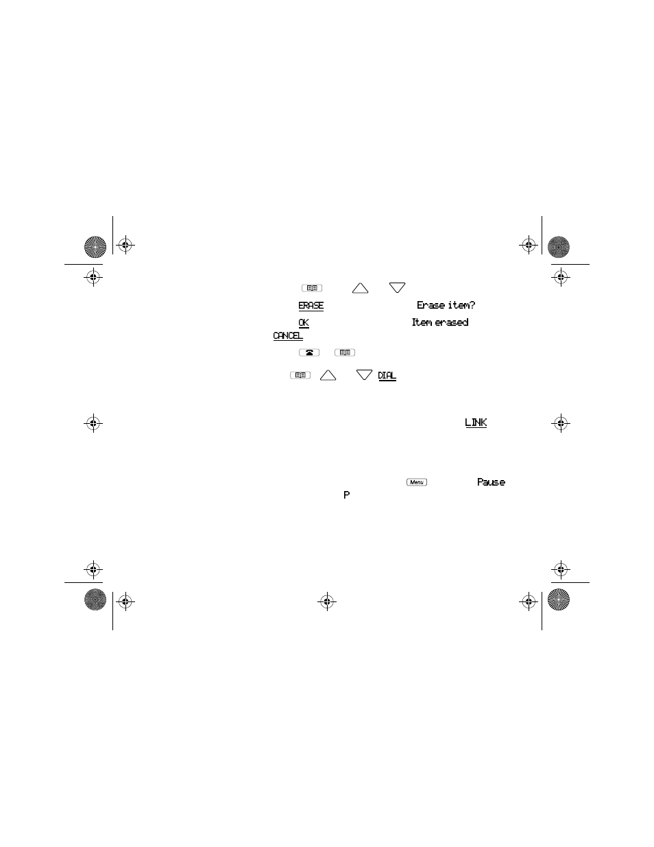 Deleting an entry, Dialing from the directory, Pause and link signal | Nortel Networks C3050 REV2 User Manual | Page 13 / 42