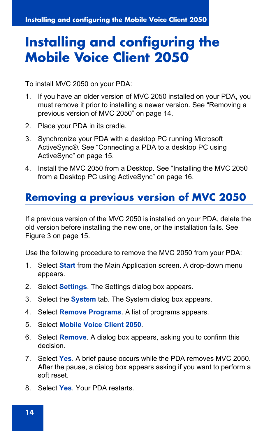 Removing a previous version of mvc 2050 | Nortel Networks N0035509 User Manual | Page 14 / 90