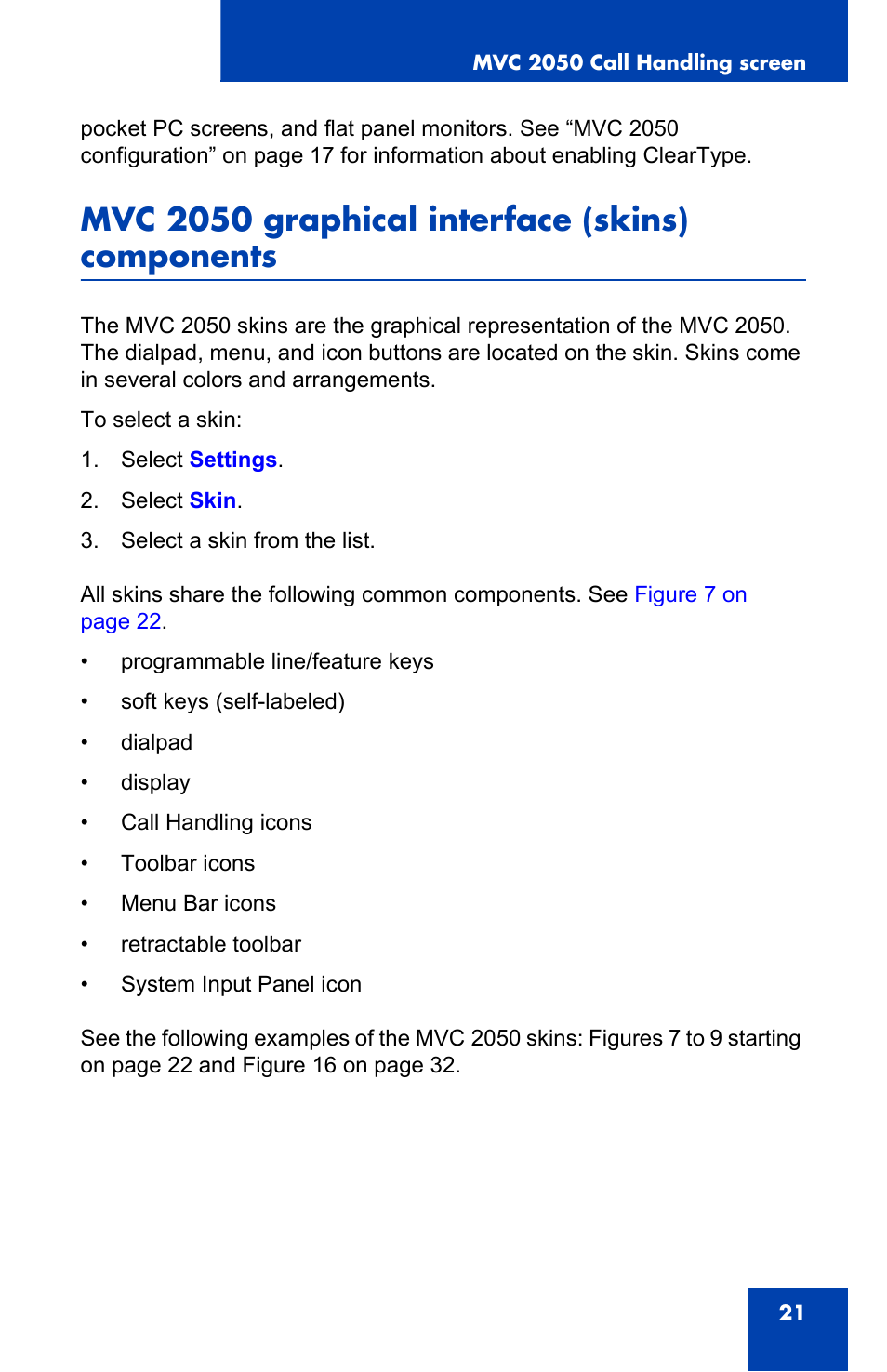 Mvc 2050 graphical interface (skins) components | Nortel Networks N0035509 User Manual | Page 21 / 90