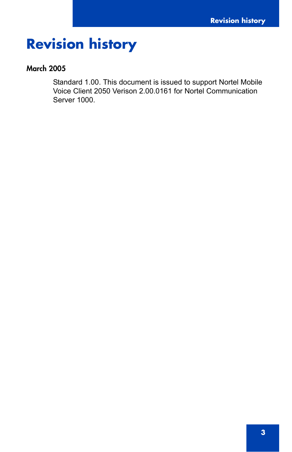 Revision history | Nortel Networks N0035509 User Manual | Page 3 / 90