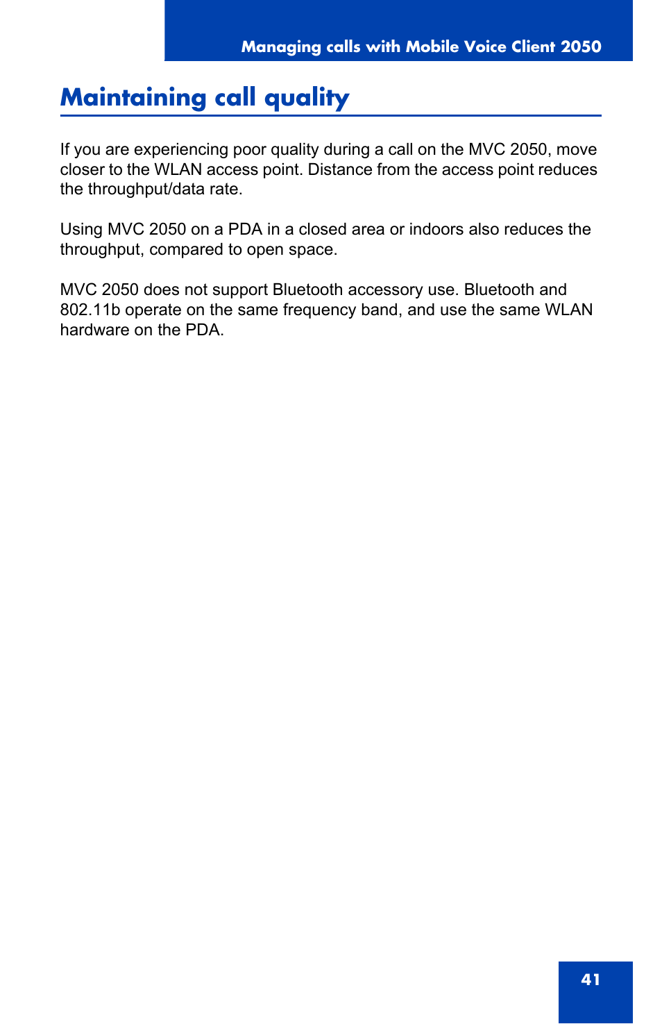 Maintaining call quality | Nortel Networks N0035509 User Manual | Page 41 / 90