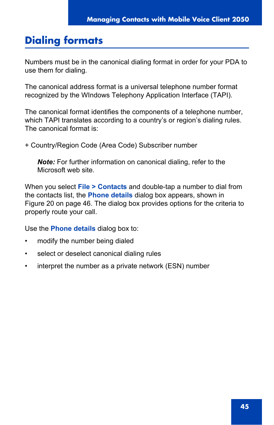 Dialing formats | Nortel Networks N0035509 User Manual | Page 45 / 90