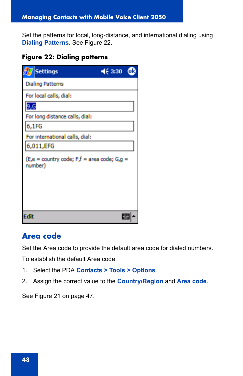 Area code | Nortel Networks N0035509 User Manual | Page 48 / 90