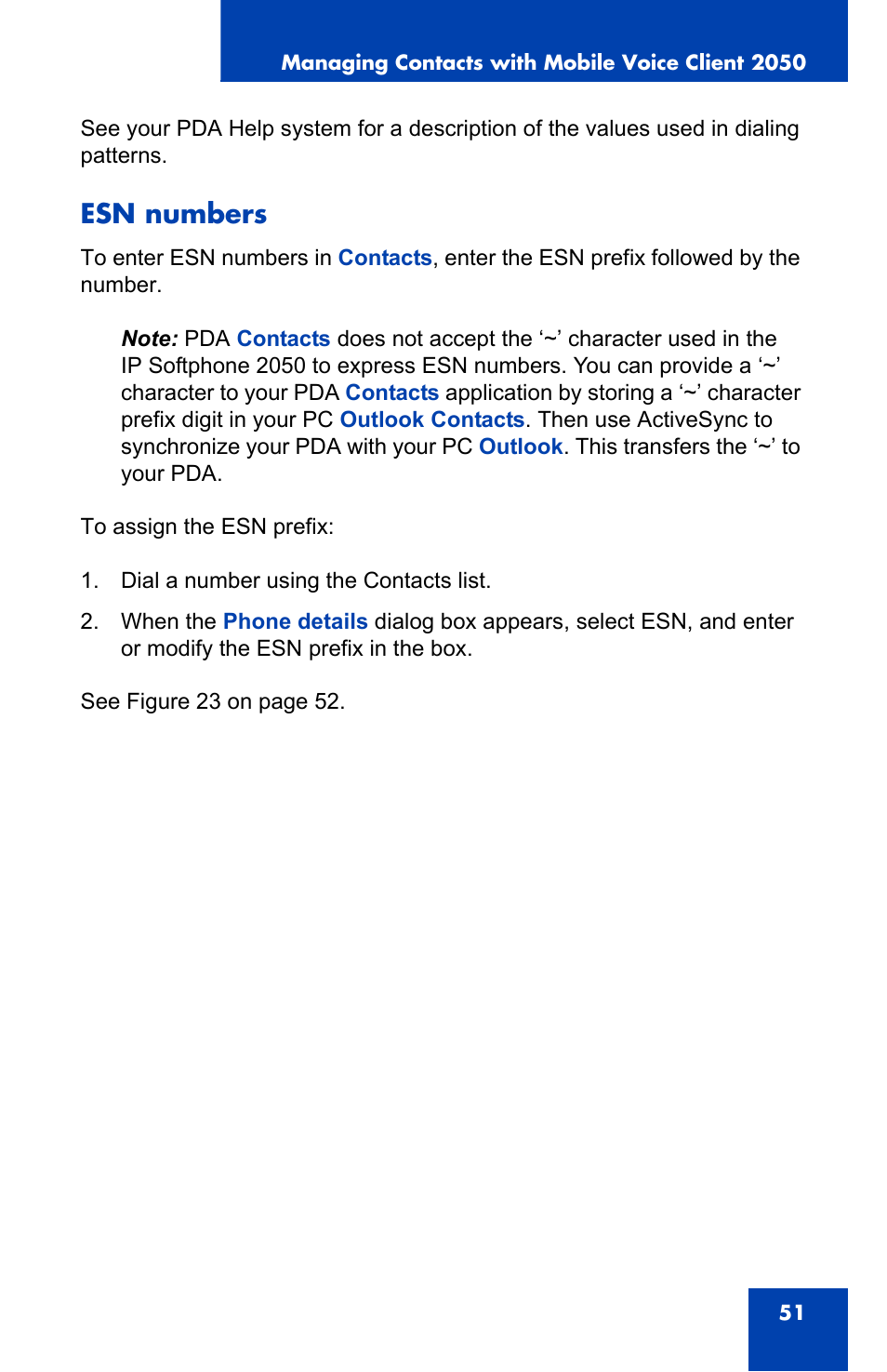 Esn numbers | Nortel Networks N0035509 User Manual | Page 51 / 90