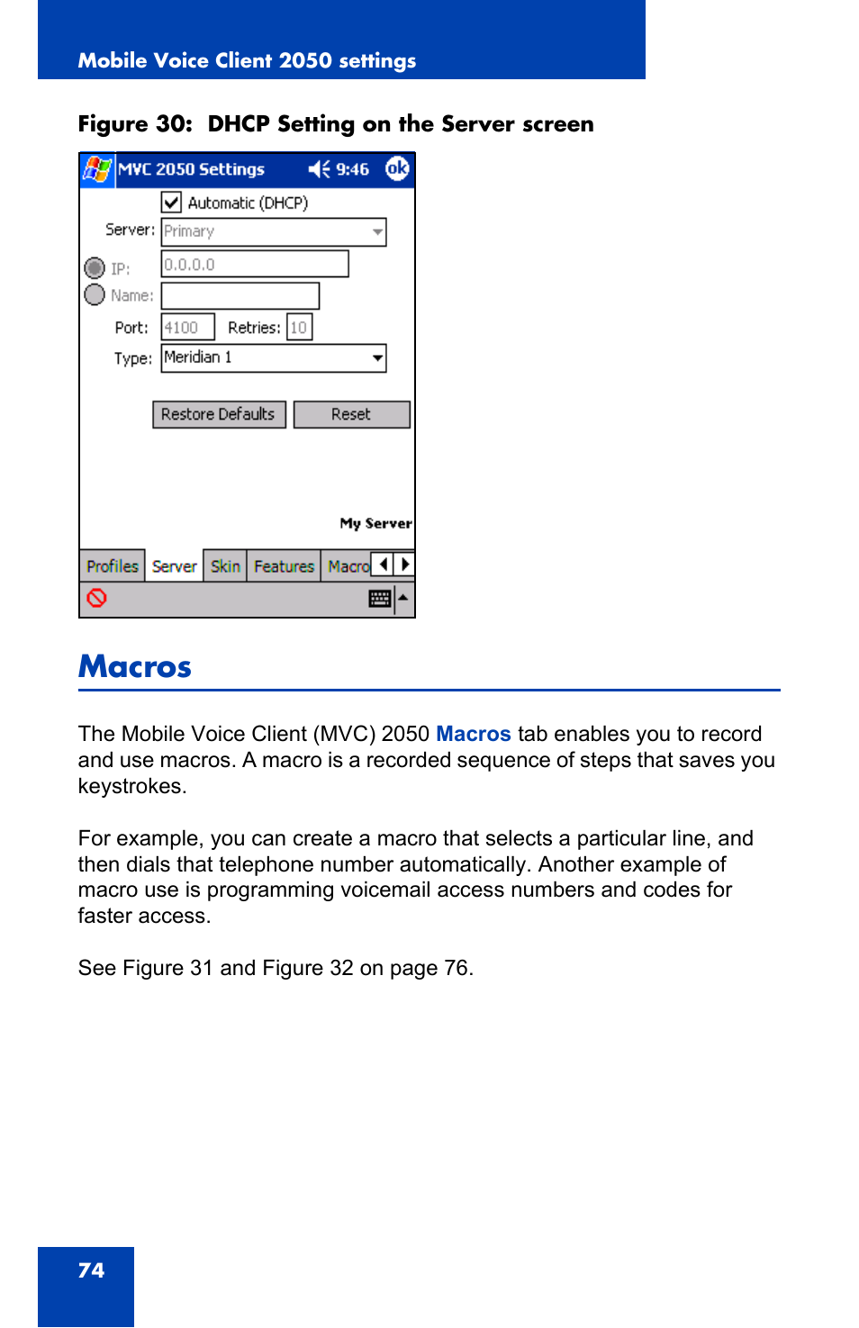 Macros | Nortel Networks N0035509 User Manual | Page 74 / 90