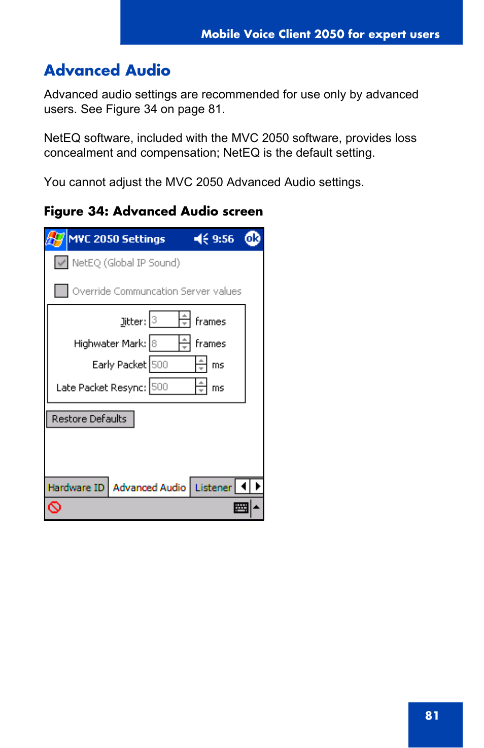Advanced audio | Nortel Networks N0035509 User Manual | Page 81 / 90