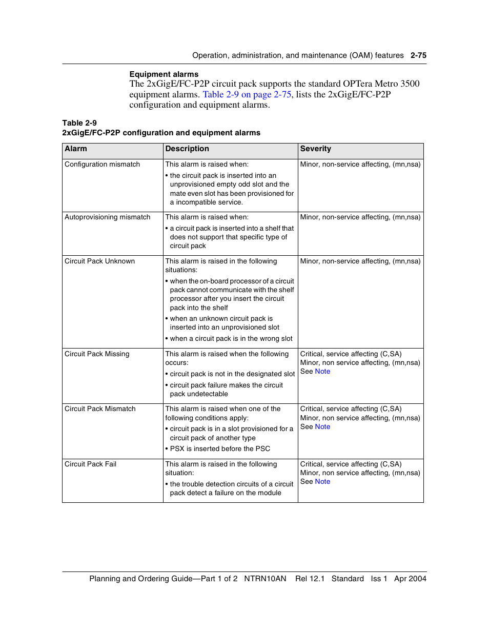 Nortel Networks OPTera Metro 3500 User Manual | Page 113 / 342