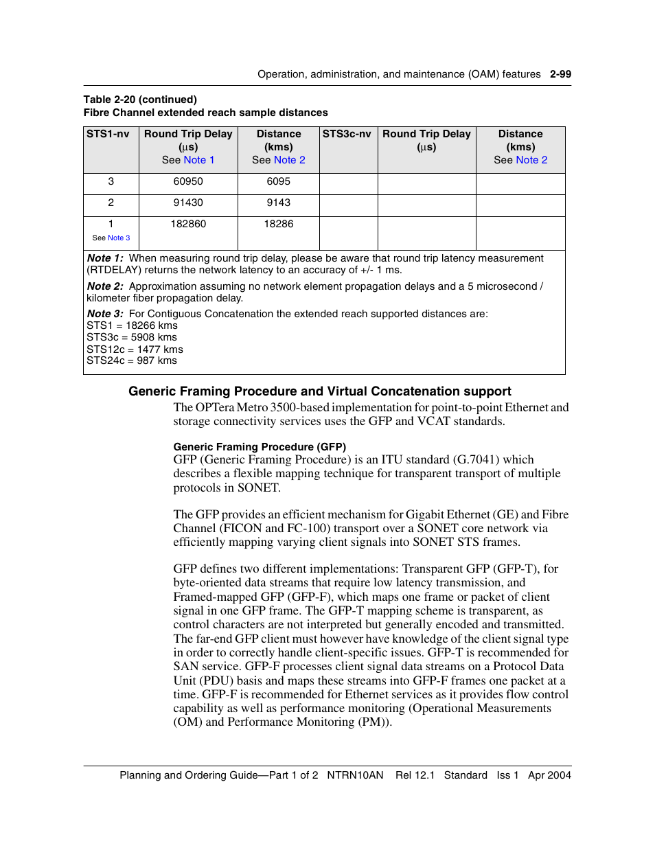 Note 1, Note 2, Note 3 | Nortel Networks OPTera Metro 3500 User Manual | Page 137 / 342