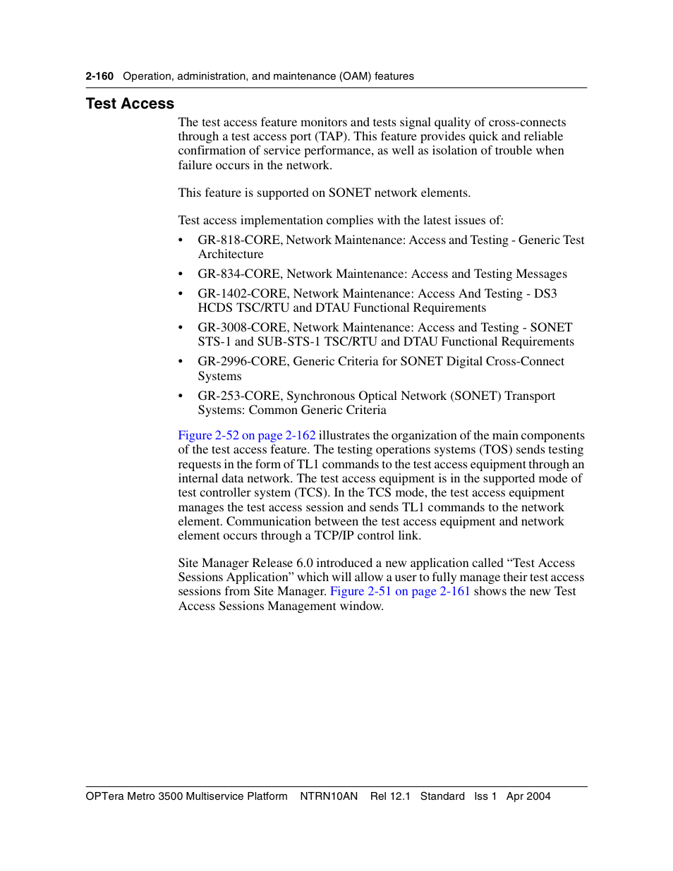 Test access, Test access 2-160 | Nortel Networks OPTera Metro 3500 User Manual | Page 198 / 342