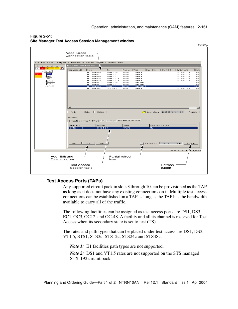 Test access ports (taps), Test access ports (taps) 2-161 | Nortel Networks OPTera Metro 3500 User Manual | Page 199 / 342