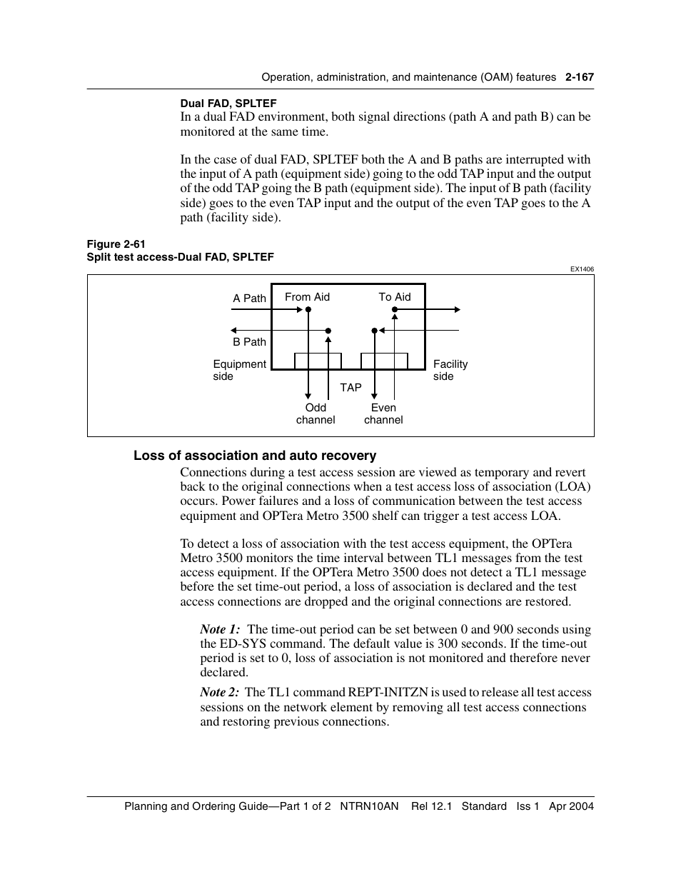Loss of association and auto recovery, Loss of association and auto recovery 2-167, Figure 2-61 | Nortel Networks OPTera Metro 3500 User Manual | Page 205 / 342