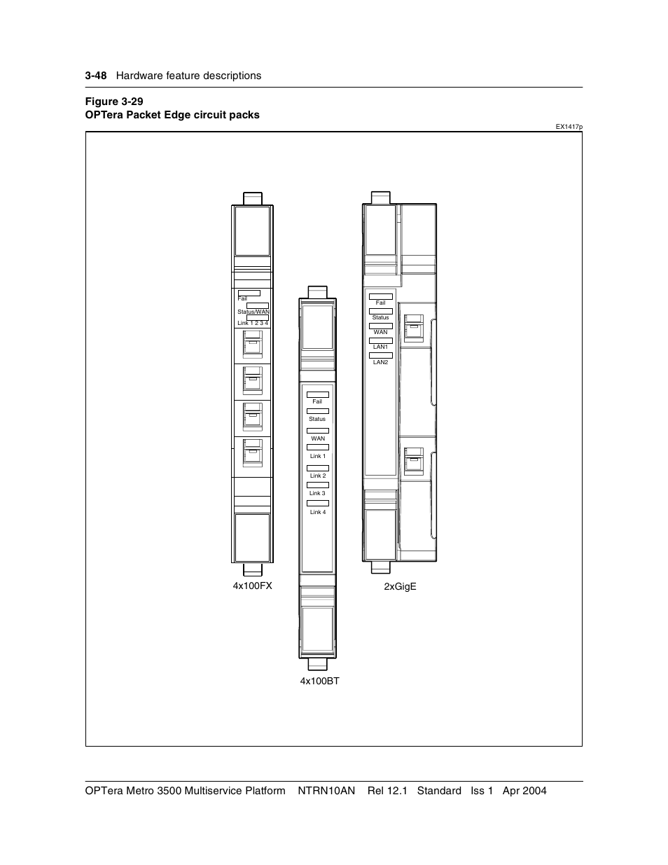 4x100bt, 2xgige, 4x100fx | Nortel Networks OPTera Metro 3500 User Manual | Page 276 / 342