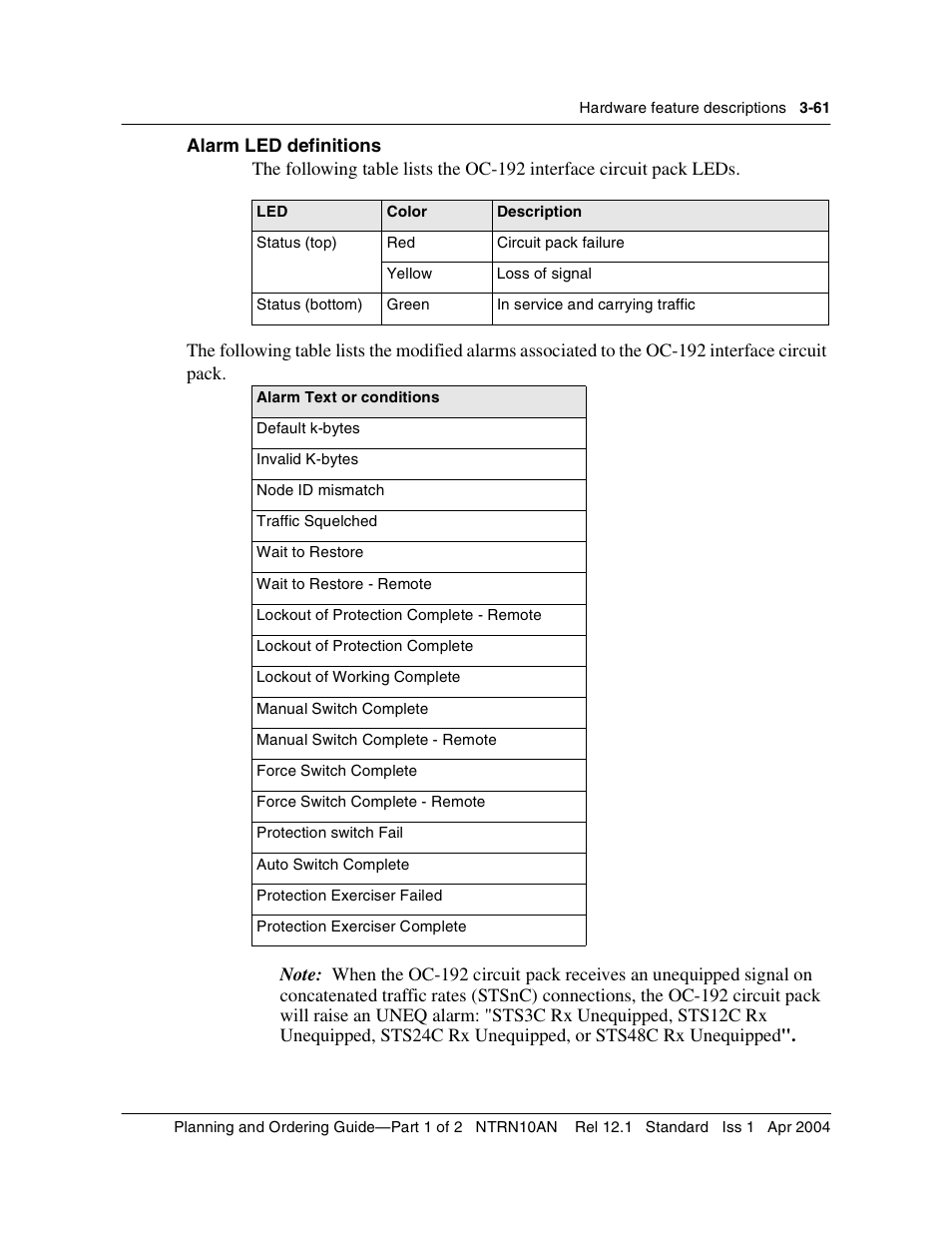 Nortel Networks OPTera Metro 3500 User Manual | Page 289 / 342