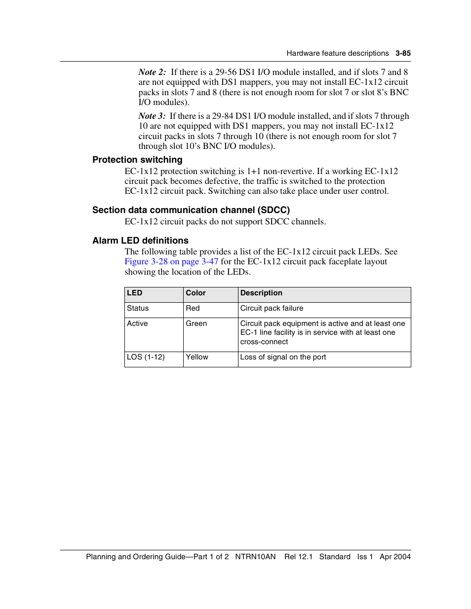 Protection switching, Section data communication channel (sdcc) | Nortel Networks OPTera Metro 3500 User Manual | Page 313 / 342