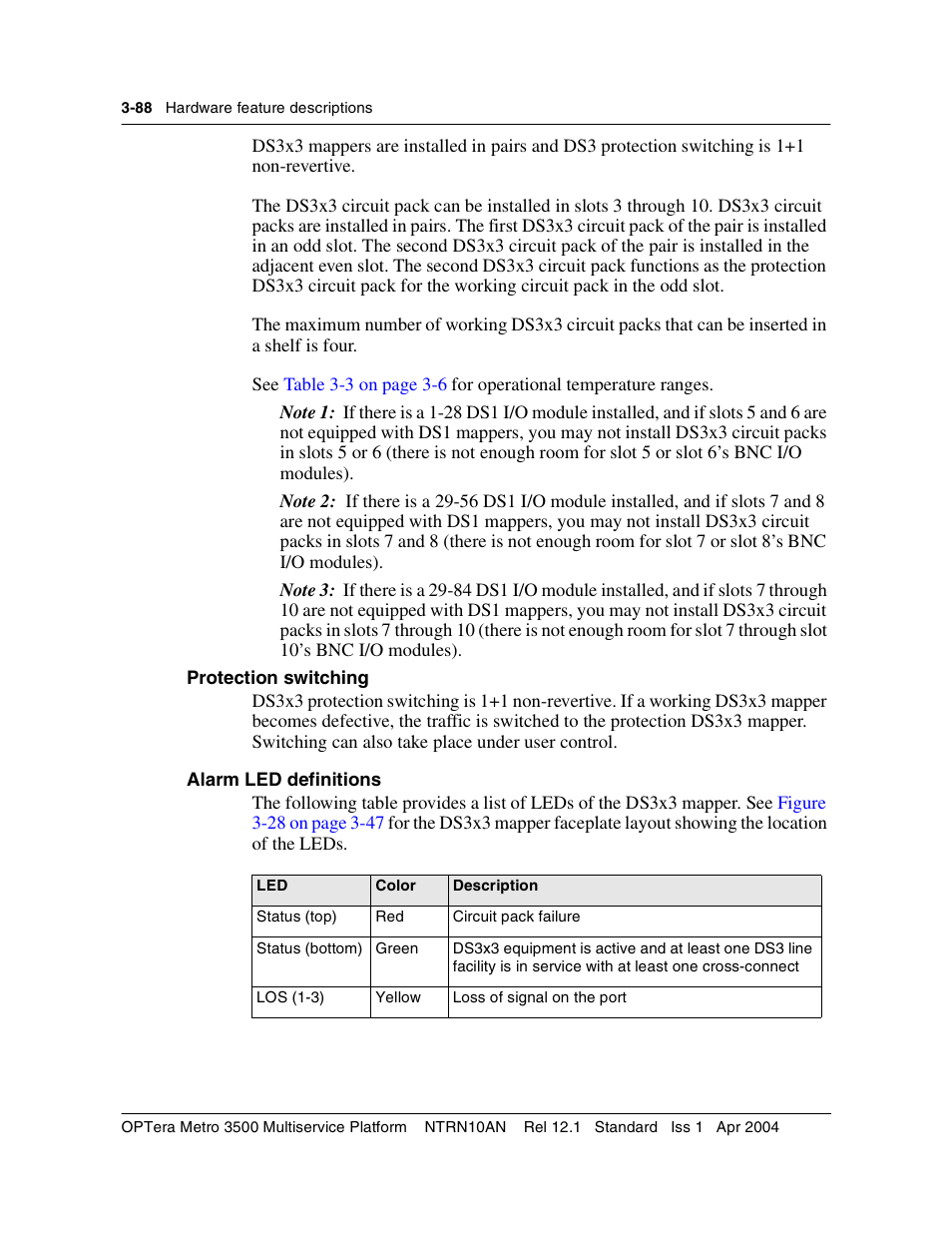 Protection switching, Protection switching 3-88 | Nortel Networks OPTera Metro 3500 User Manual | Page 316 / 342