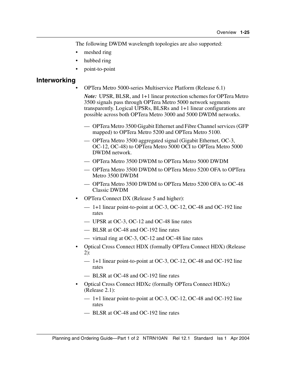 Interworking, Interworking 1-25 | Nortel Networks OPTera Metro 3500 User Manual | Page 37 / 342