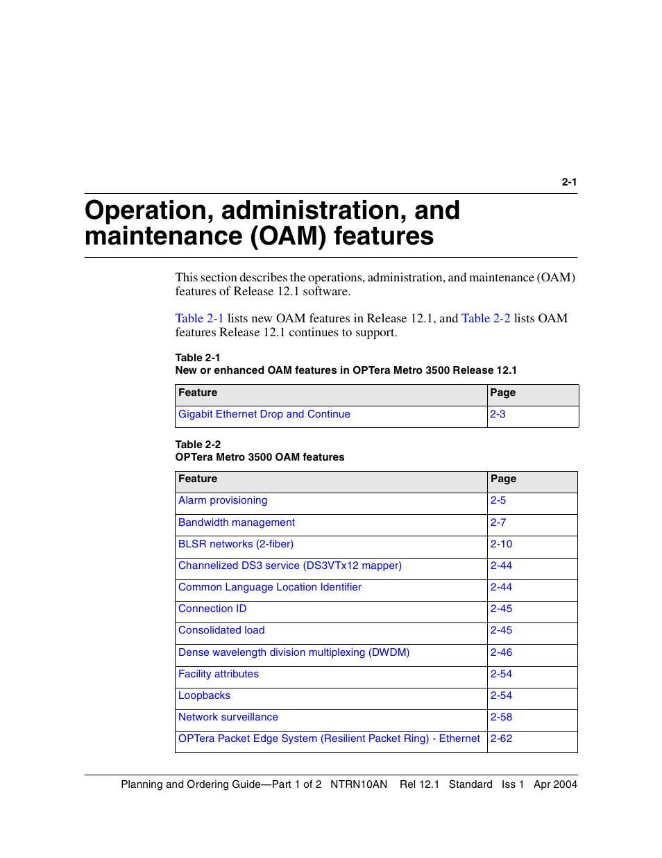 Nortel Networks OPTera Metro 3500 User Manual | Page 39 / 342