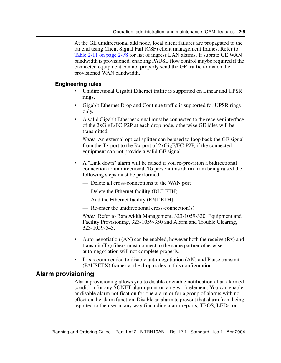 Alarm provisioning, Alarm provisioning 2-5 | Nortel Networks OPTera Metro 3500 User Manual | Page 43 / 342