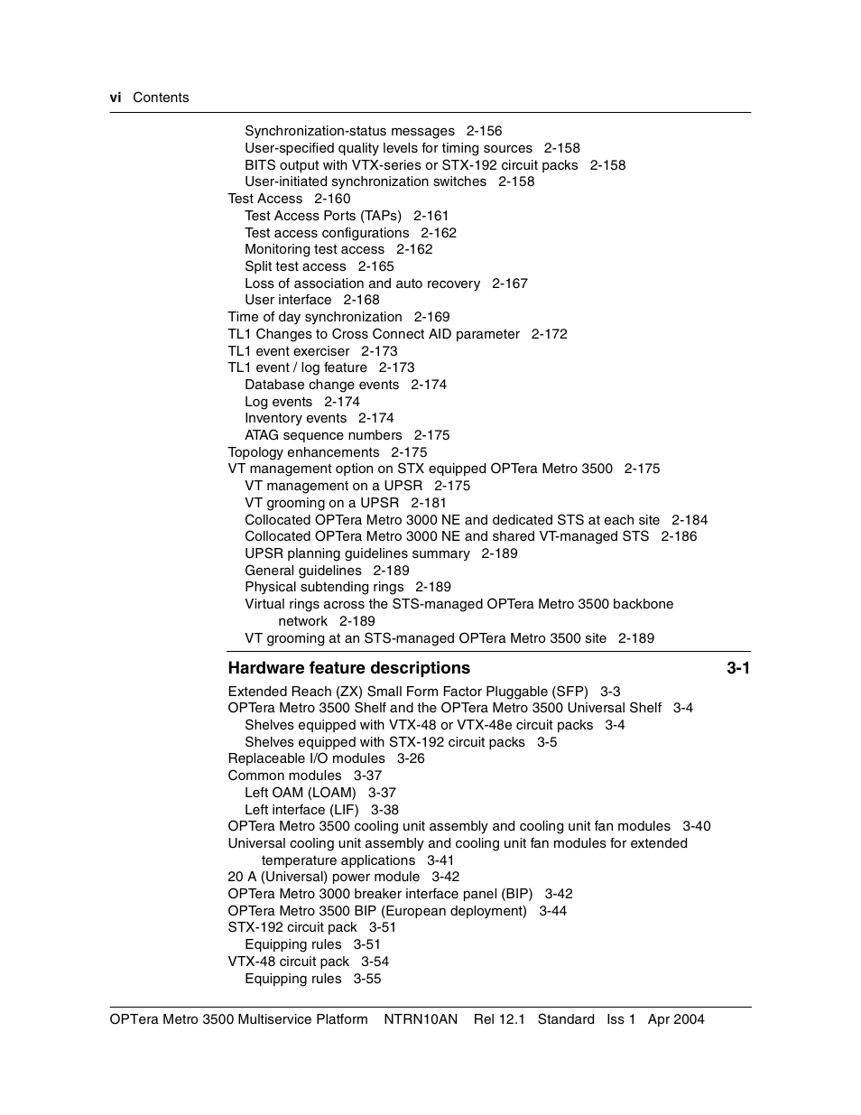 Nortel Networks OPTera Metro 3500 User Manual | Page 6 / 342