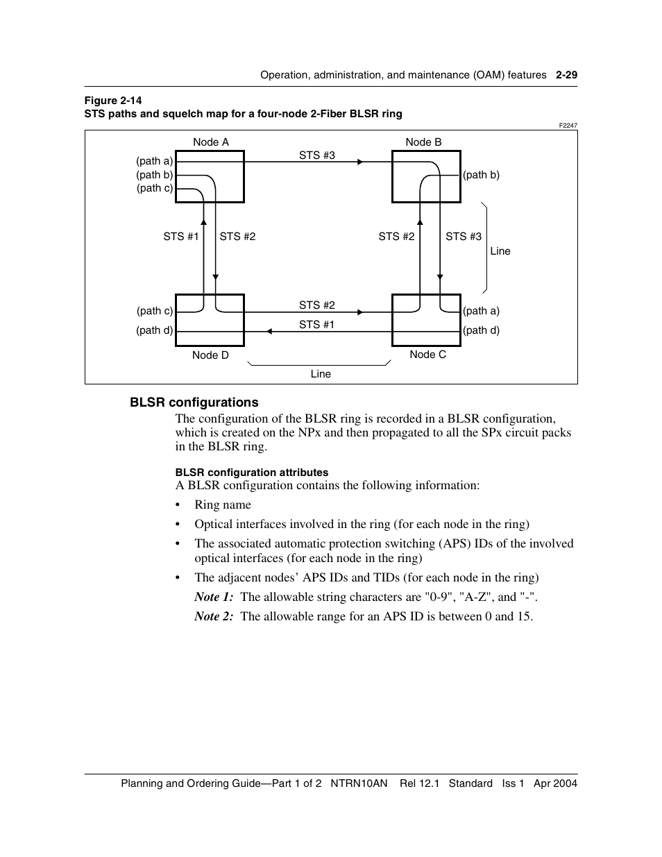 Blsr configurations, Blsr configurations 2-29 | Nortel Networks OPTera Metro 3500 User Manual | Page 67 / 342