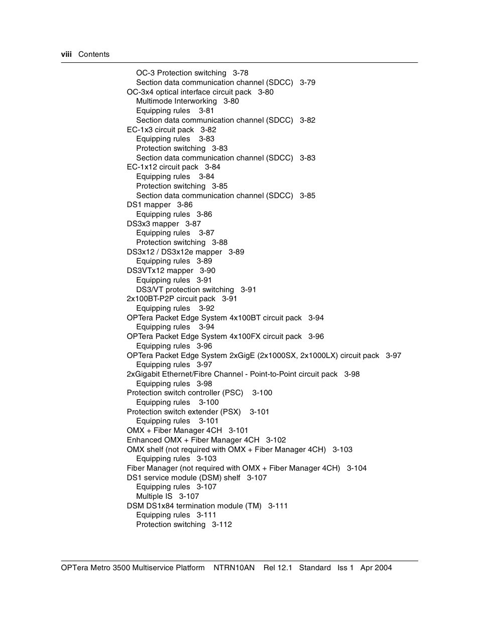 Nortel Networks OPTera Metro 3500 User Manual | Page 8 / 342