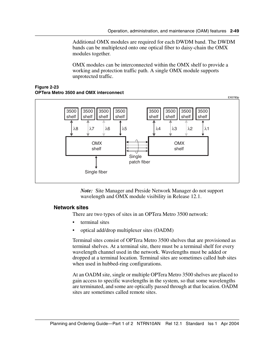 Network sites, Network sites 2-49 | Nortel Networks OPTera Metro 3500 User Manual | Page 87 / 342