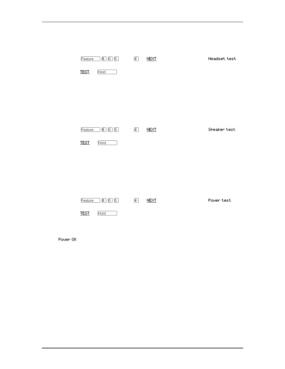 Testing the telephone headset, Testing the telephone speaker, Testing the power supply to a telephone | Nortel Networks Enterprise Edge Feature Programming Telephone User Manual | Page 147 / 170