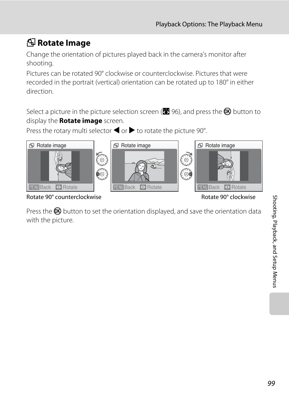 Rotate image, F rotate image, A 99) to | A 99, A 99) | Nikon S610 - S610c User Manual | Page 111 / 151