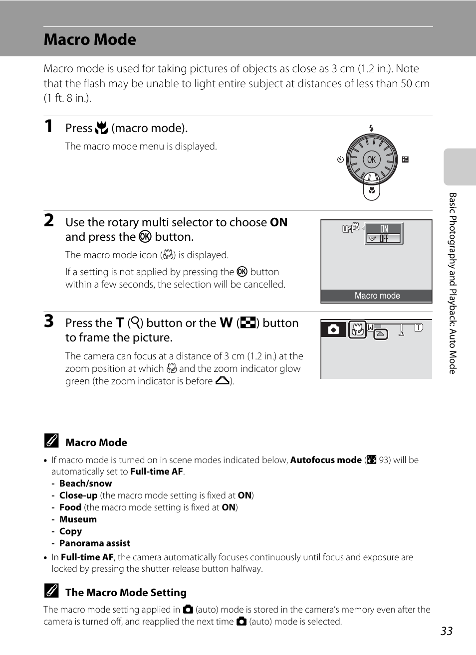 Macro mode, A 33) menu, A 33) an | Nikon S610 - S610c User Manual | Page 45 / 151