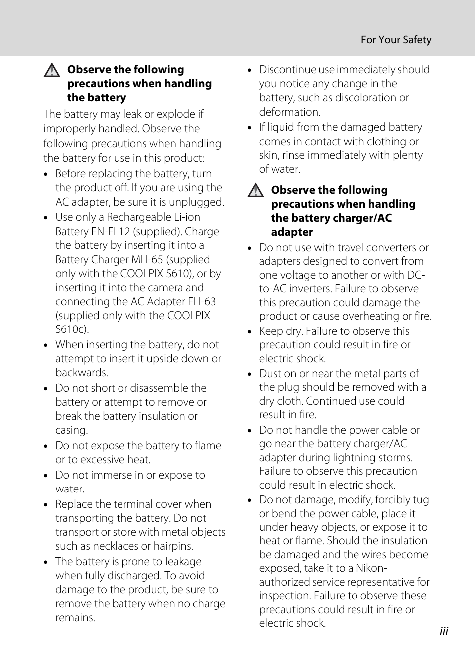 Nikon S610 - S610c User Manual | Page 5 / 151