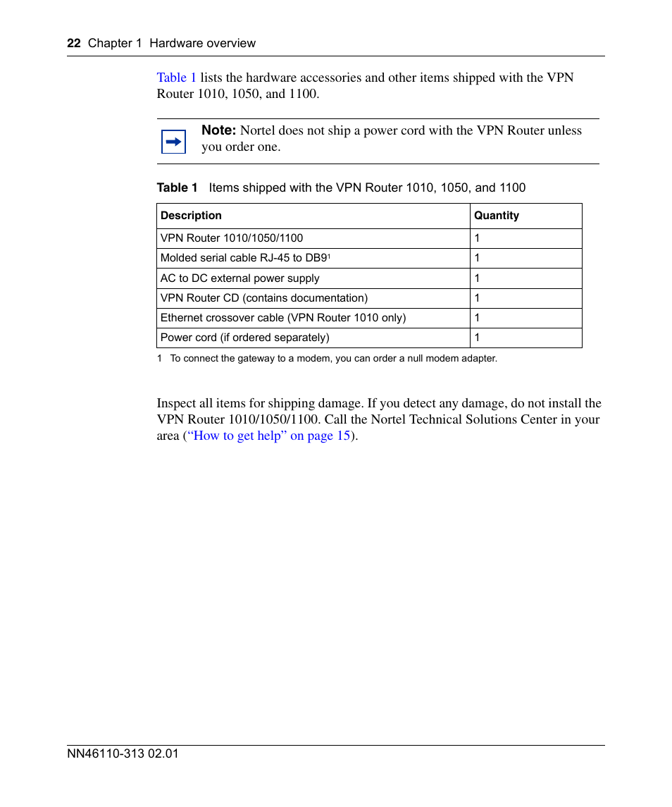 Table 1 | Nortel Networks Accelar 1050 User Manual | Page 22 / 64