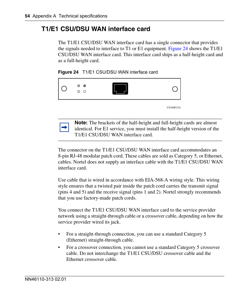 T1/e1 csu/dsu wan interface card, Figure 24 | Nortel Networks Accelar 1050 User Manual | Page 54 / 64