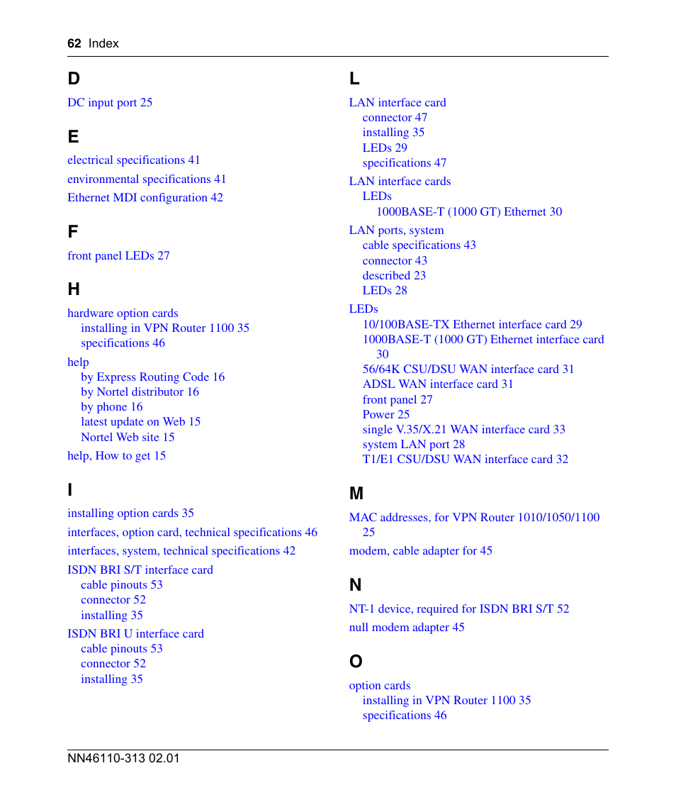 Nortel Networks Accelar 1050 User Manual | Page 62 / 64