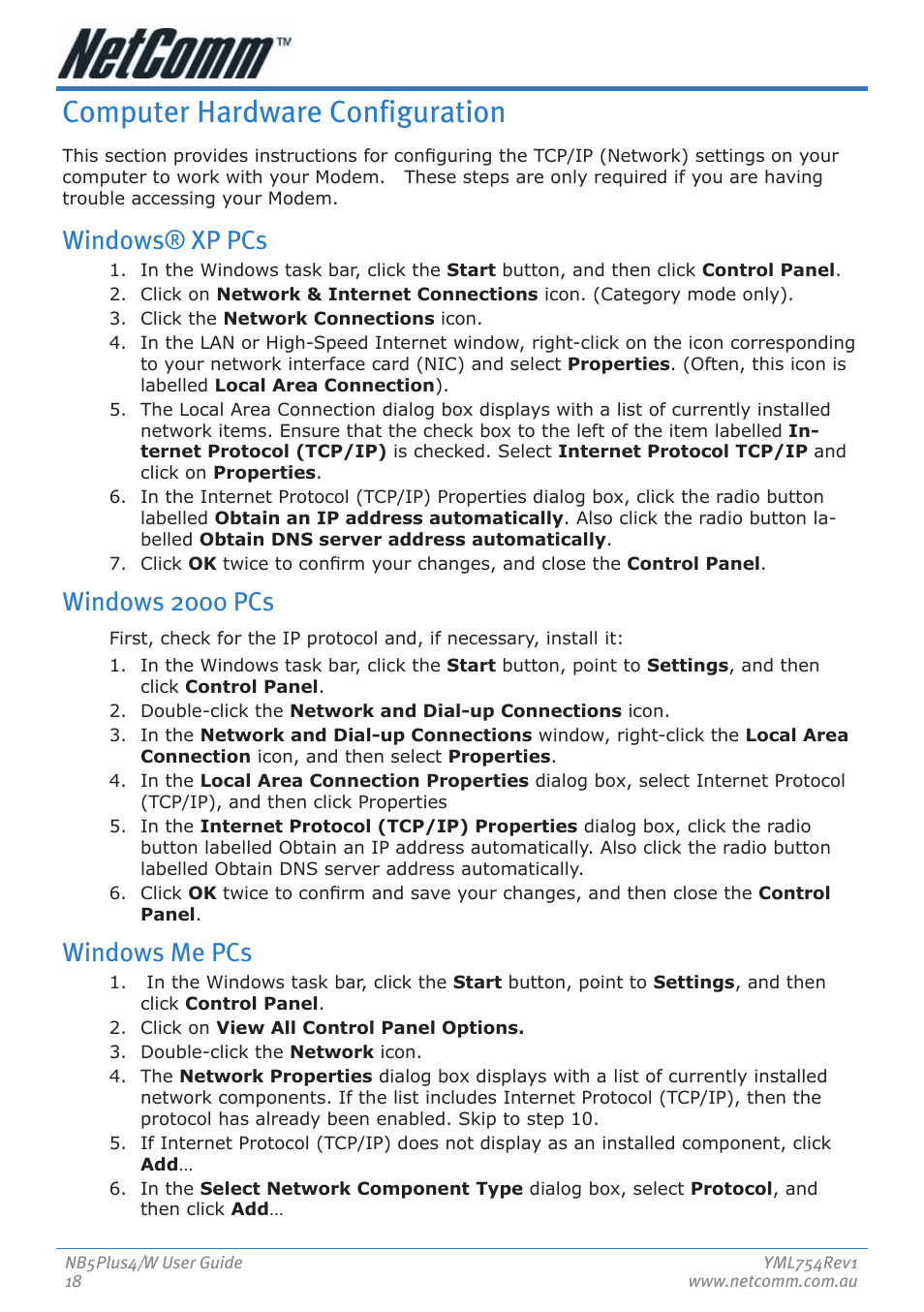 Computer hardware configuration, Windows® xp pcs, Windows 2000 pcs | Windows me pcs | Nortel Networks NB5PLUS4/W User Manual | Page 18 / 112