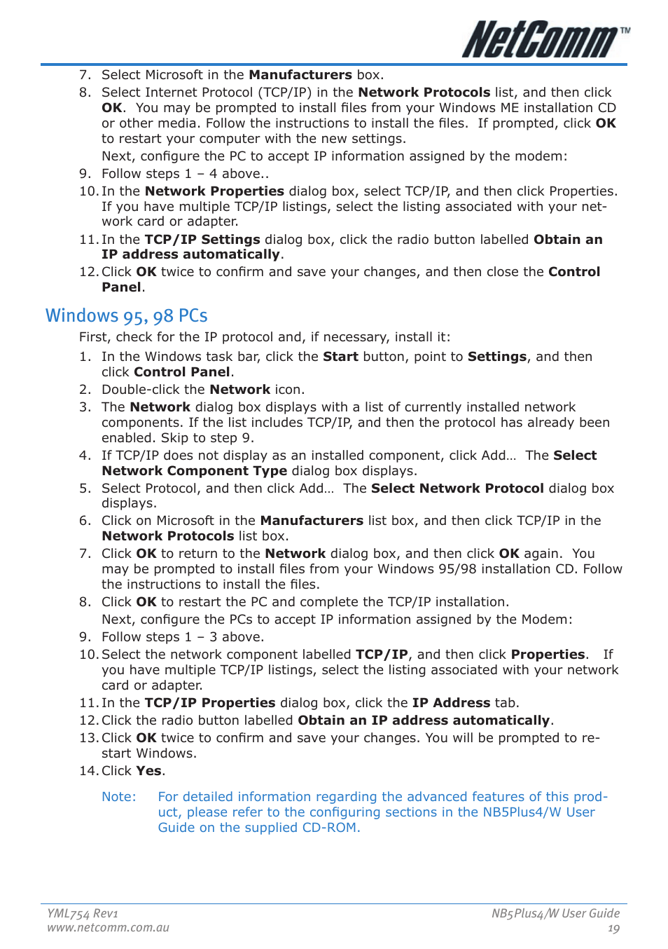 Windows 95, 98 pcs | Nortel Networks NB5PLUS4/W User Manual | Page 19 / 112