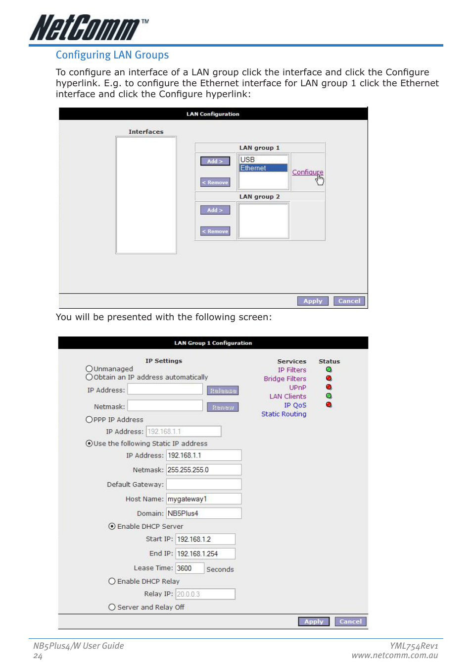Configuring lan groups | Nortel Networks NB5PLUS4/W User Manual | Page 24 / 112
