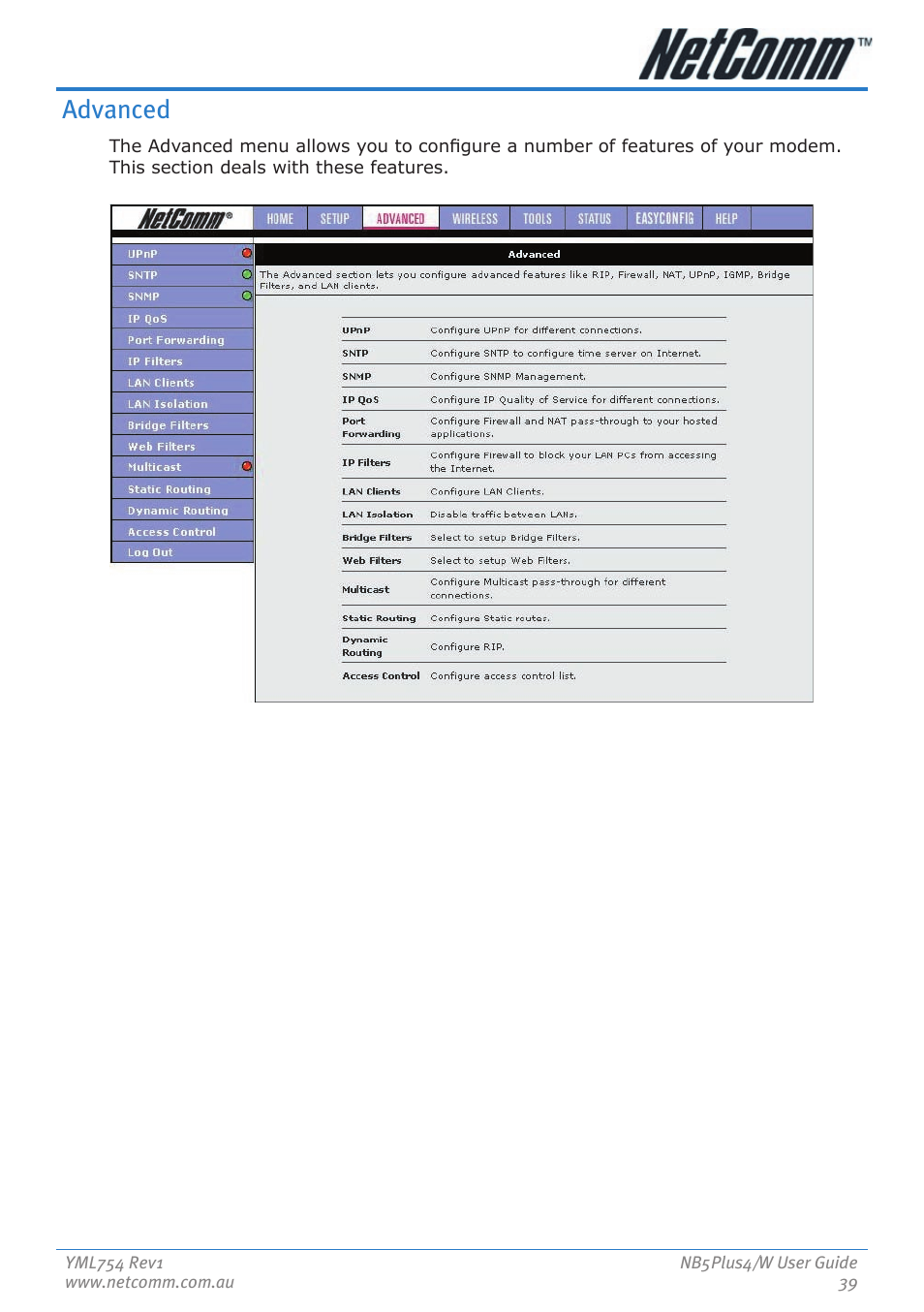 Advanced | Nortel Networks NB5PLUS4/W User Manual | Page 39 / 112