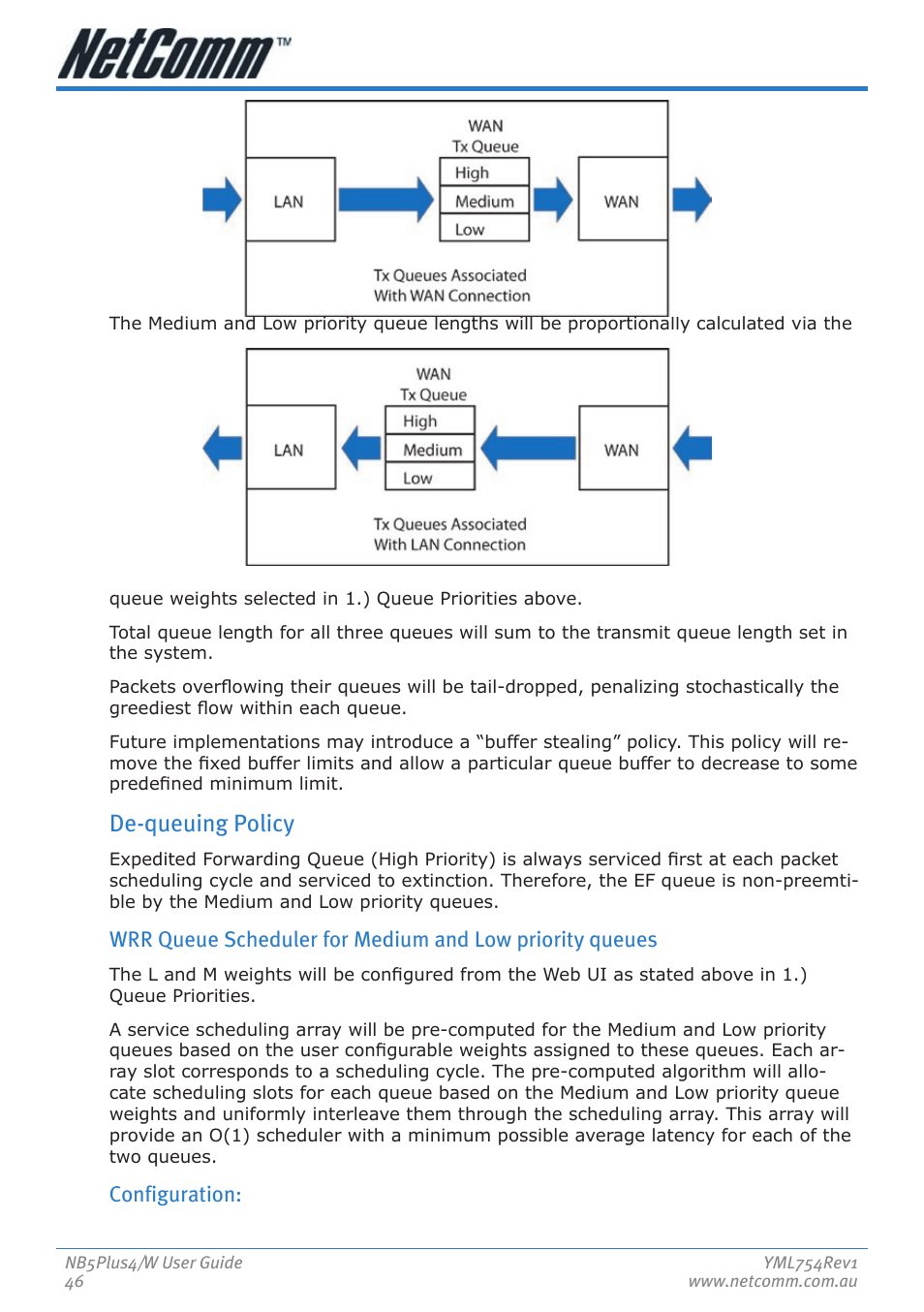 De-queuing policy, Configuration | Nortel Networks NB5PLUS4/W User Manual | Page 46 / 112