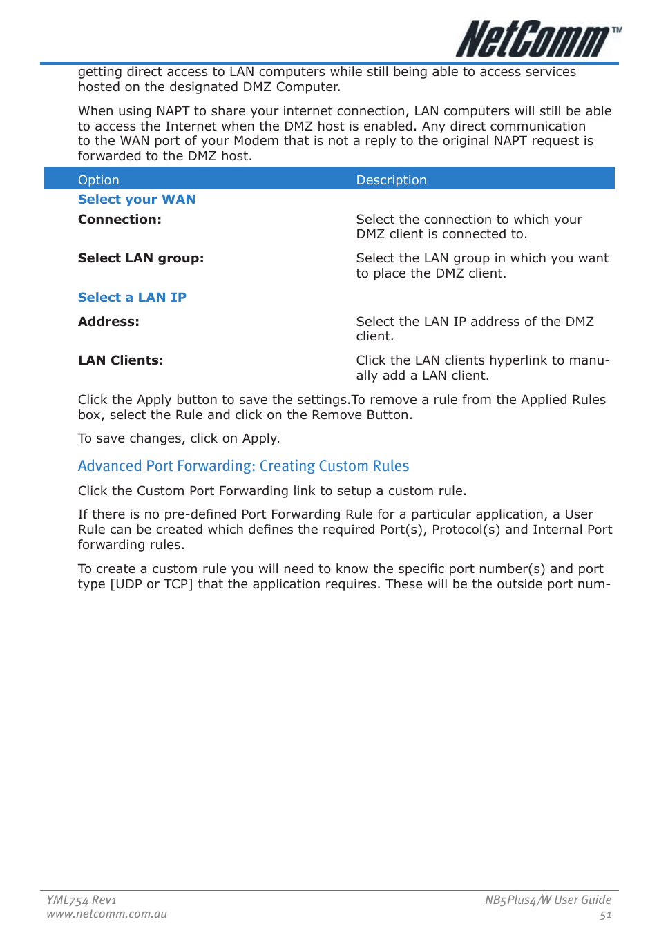 Advanced port forwarding: creating custom rules | Nortel Networks NB5PLUS4/W User Manual | Page 51 / 112