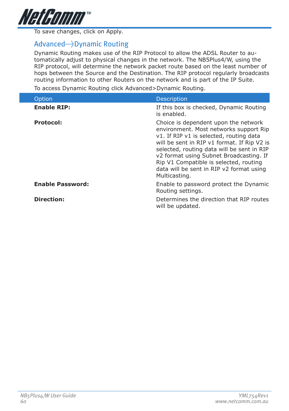 Advanced>dynamic routing | Nortel Networks NB5PLUS4/W User Manual | Page 60 / 112